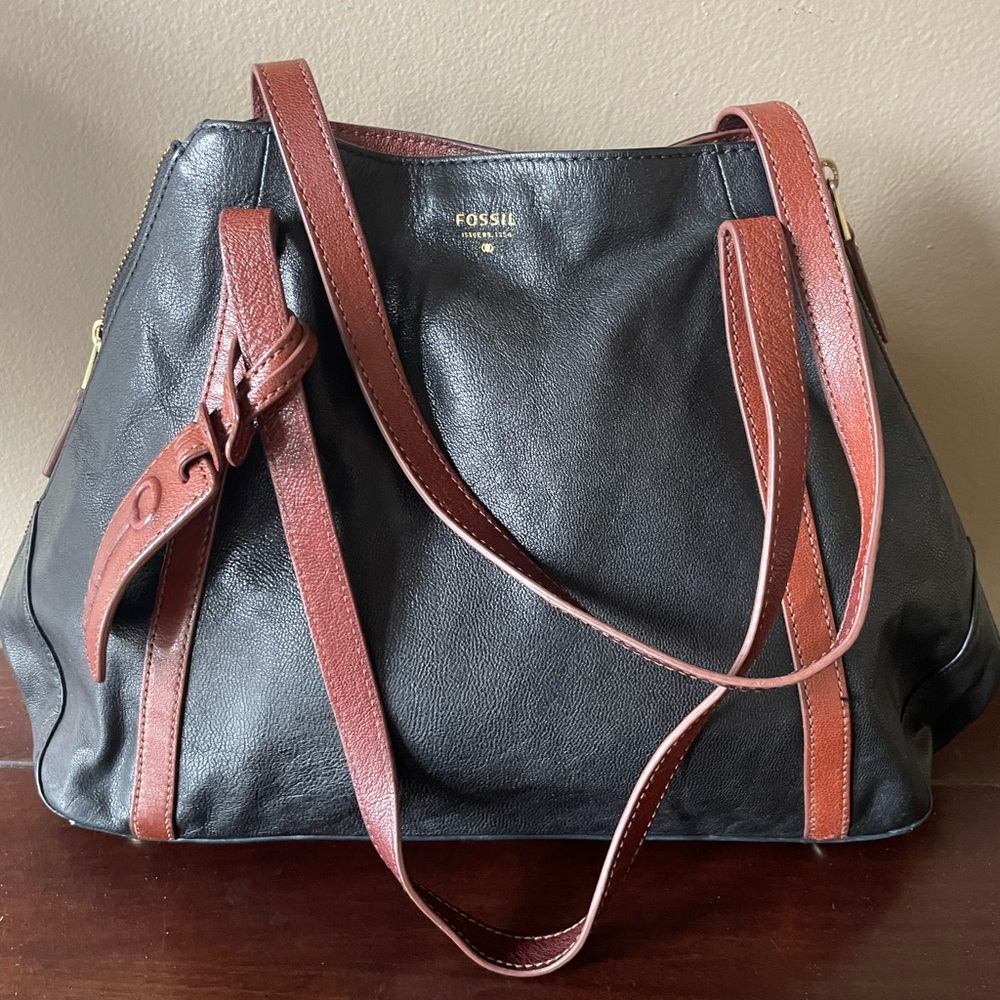 Fossil Black and Brown Shoulder Bag